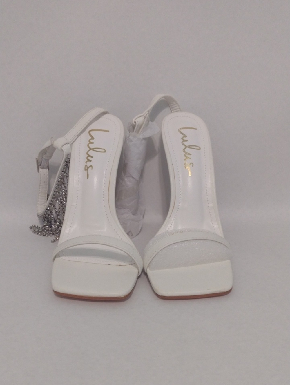 Lulu's Lilyco White Rhinestone High Heel Sandals (J823)